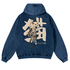 Cat Vintage Washed Cotton Back Art Hoodie