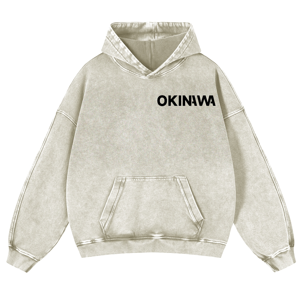 Okinawa Vintage Washed Cotton Back Art Hoodie