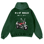 Motorcycle Bike Vintage Washed Cotton Back Art Hoodie