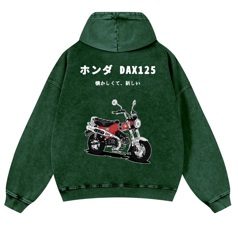 Motorcycle Bike Vintage Washed Cotton Back Art Hoodie