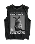 Rabbit Goes Into Madness Vintage Distressed Washed Tank Top