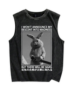 Rabbit Goes Into Madness Vintage Distressed Washed Tank Top