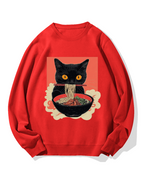 Cat eating ramen Cotton Sweatshirt