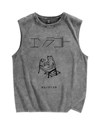 I love sleeping Cat Vintage Distressed Washed Tank Top