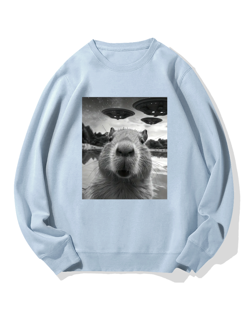 UFO and Capybara Cotton Sweatshirt