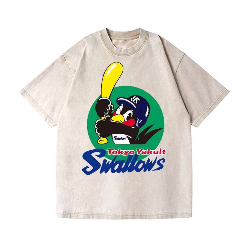 Tokyo Yakult Swallows Baseball Vintage Wash Japanese Design T-Shirt