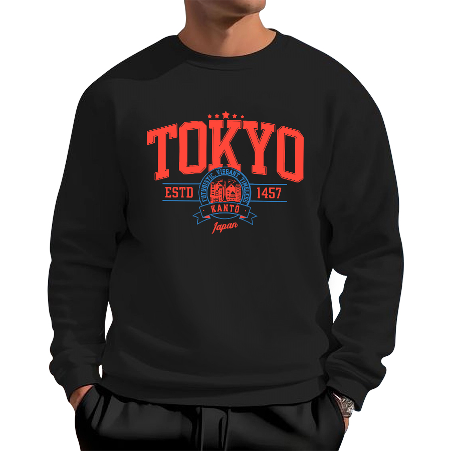 Tokyo Retro Art Cotton Pullover Sweatshirt