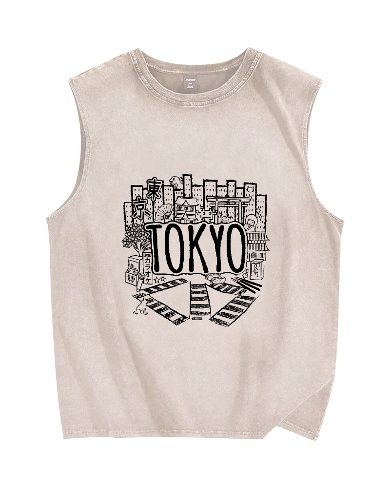 Tokyo Vintage Distressed Washed Tank Top