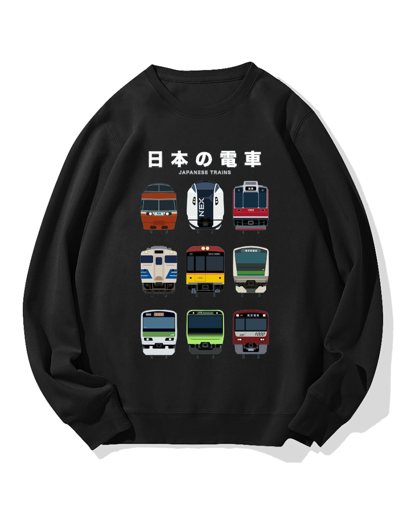 Japanese Trains Cotton Sweatshirt