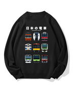 Japanese Trains Cotton Sweatshirt