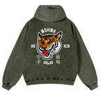 Mshma Dojo Tiger Vintage Washed Cotton Back Art Hoodie