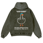 Stay Classy Bird Vintage Washed Cotton Back Art Hoodie