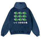 Fish Vintage Washed Cotton Back Art Hoodie