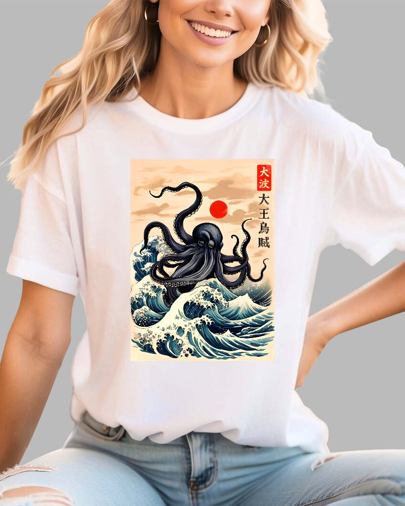 King Octopus Japanese Cotton casual T-shirt