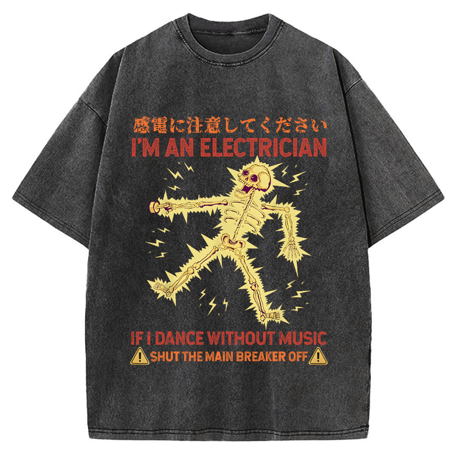 Electrician Dance Skeleton Vintage Washed T-shirt