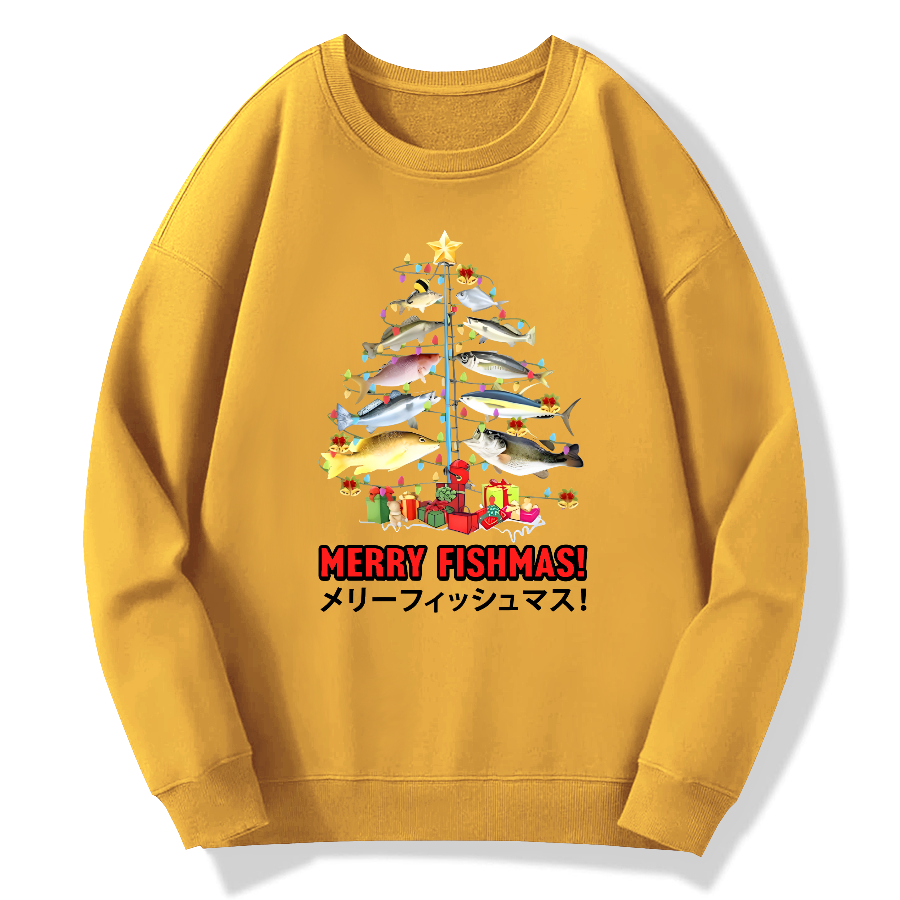 Christmas Fish Tree Japanese Style Cotton Pullover Sweatshirt