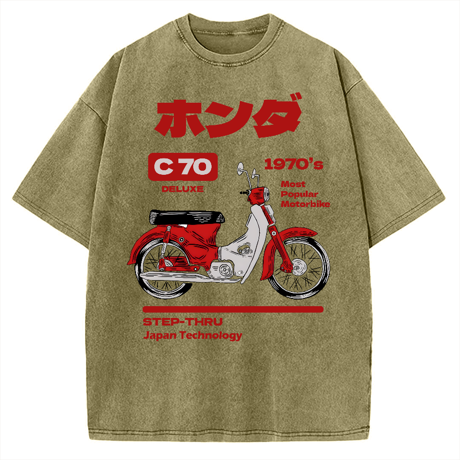C70 Retro Motorcycle Vintage Washed T-shirt