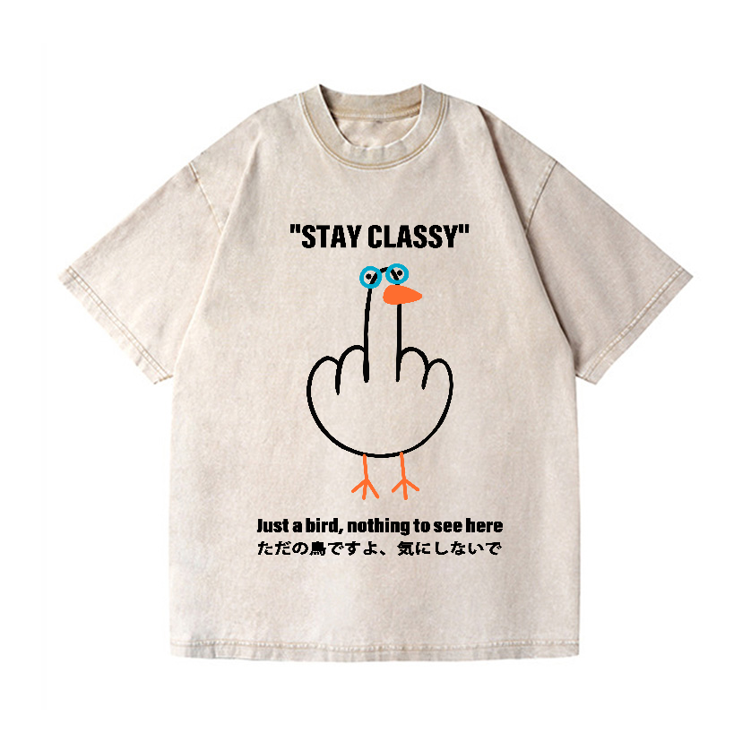 Stay Classy Goose Bird Vintage Wash Japanese Design T-Shirt