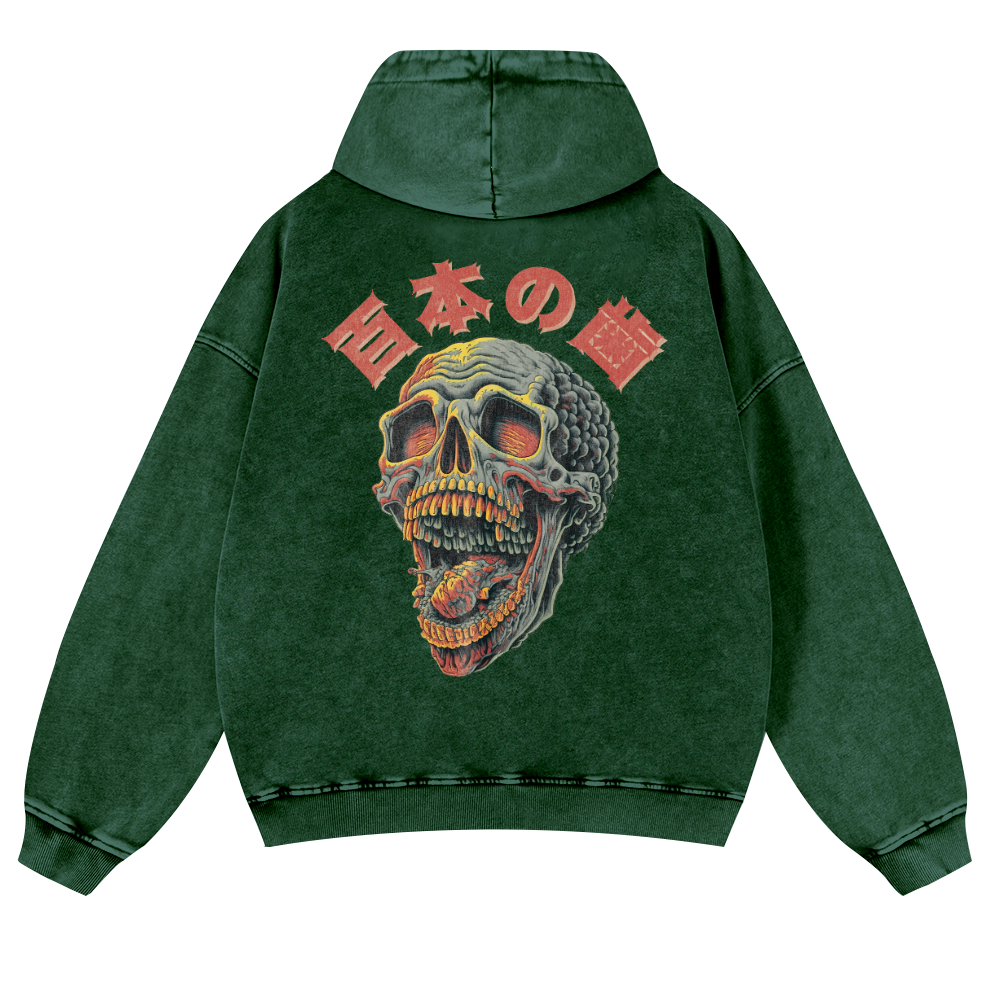 Skull Vintage Washed Cotton Back Art Hoodie