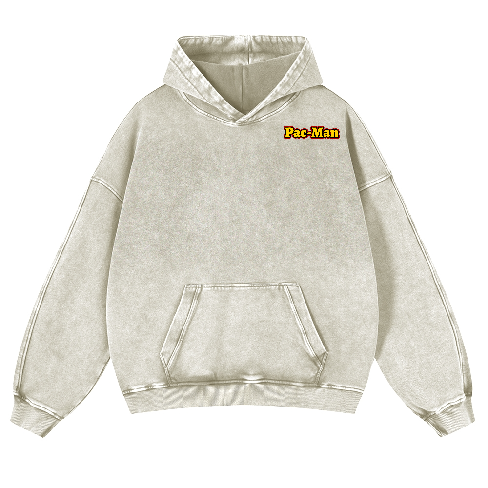 Pacman Vintage Washed Cotton Back Art Hoodie