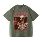 Staying Alive Vintage Wash Japanese Design T-Shirt