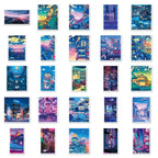 50 Japanese Anime Night Scene Stickers