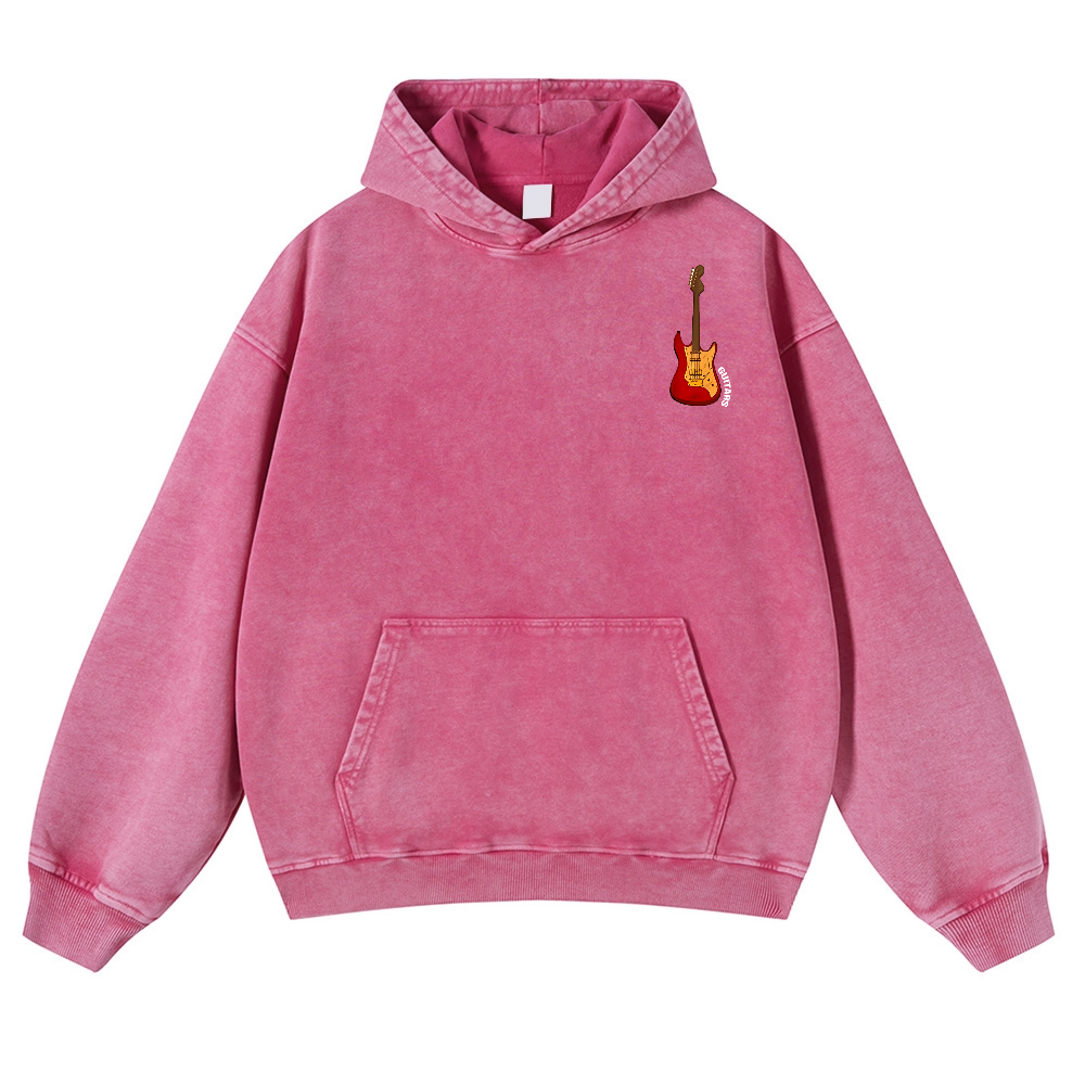 Guitars Vintage Washed Cotton Back Art Hoodie