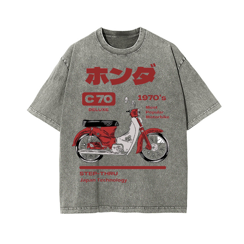 Honda C70 Vintage Wash Japanese Design T-Shirt