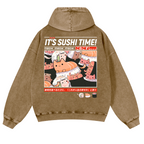 Sushi Vintage Washed Cotton Back Art Hoodie