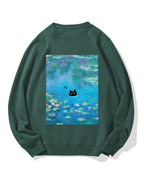 Monet Water Lily Cat Cotton Sweatshirt