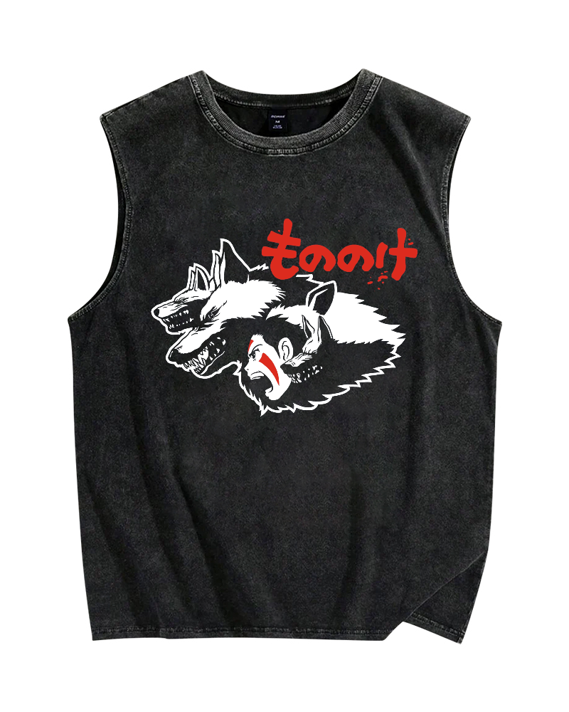 Mononoke Vintage Distressed Washed Tank Top