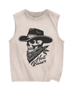 Vintage Skull Cowboy Christian Snowflake Washed Vest