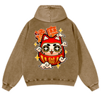 Daruma Vintage Washed Cotton Back Art Hoodie