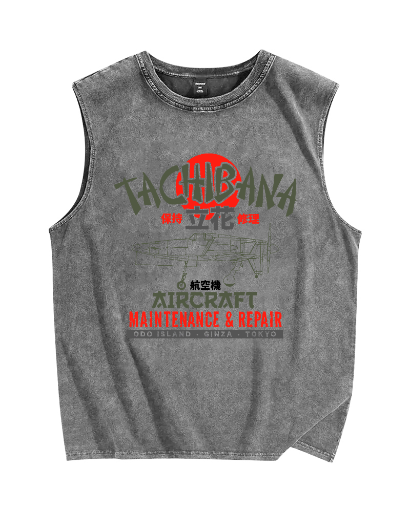 Tachibana Fighter Vintage Distressed Washed Tank Top