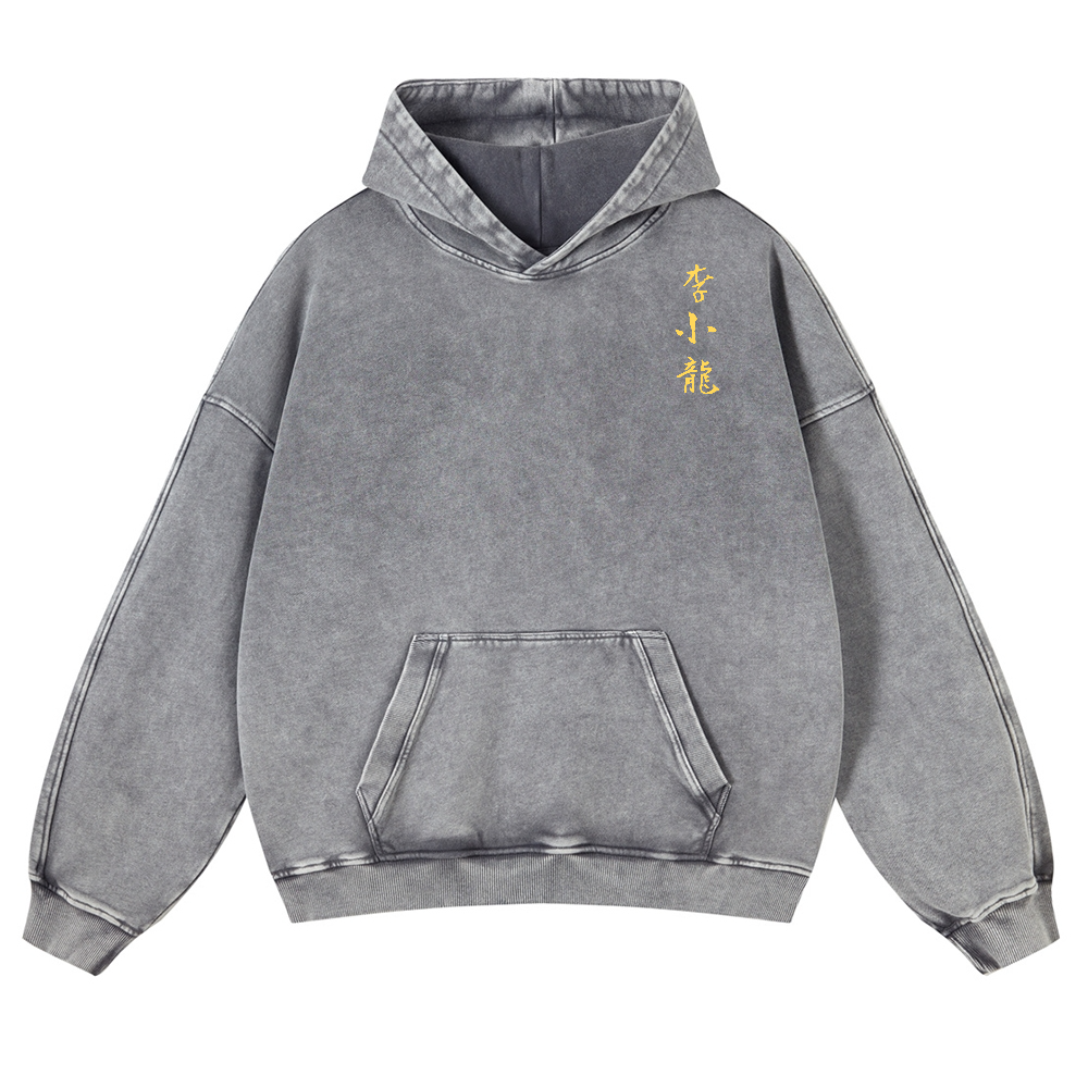 Bruce Lee Water Vintage Washed Cotton Back Art Hoodie