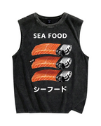 Sea Food Vintage Distressed Washed Tank Top